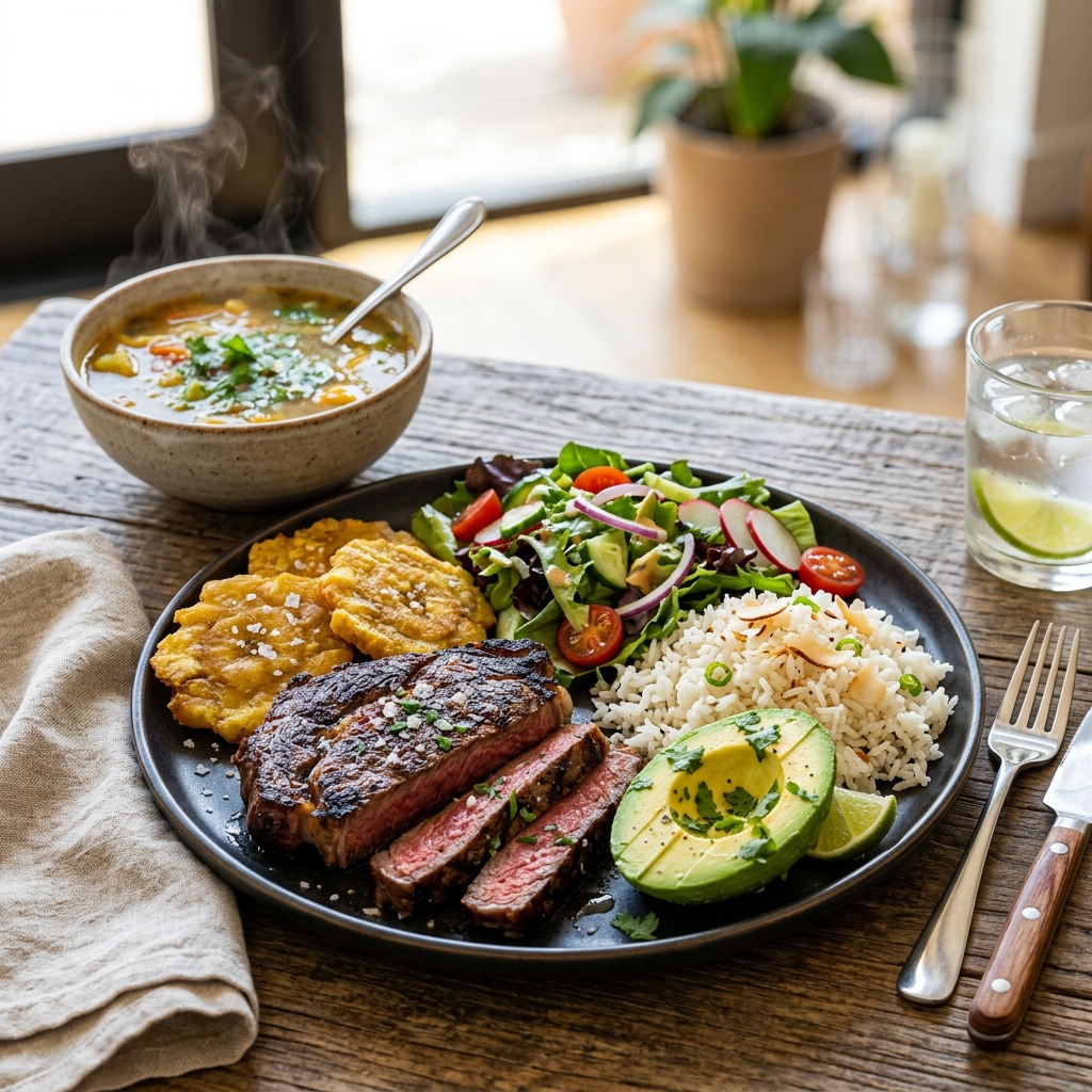 Fotografía hiperrealista de almuerzo ejecutivo y plato típico a domicilio en Pereira
